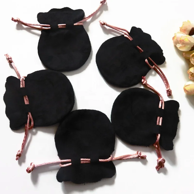 

Black Velvet Jewelry Pouches with Logo Printing Packaging Drawstring Bags
