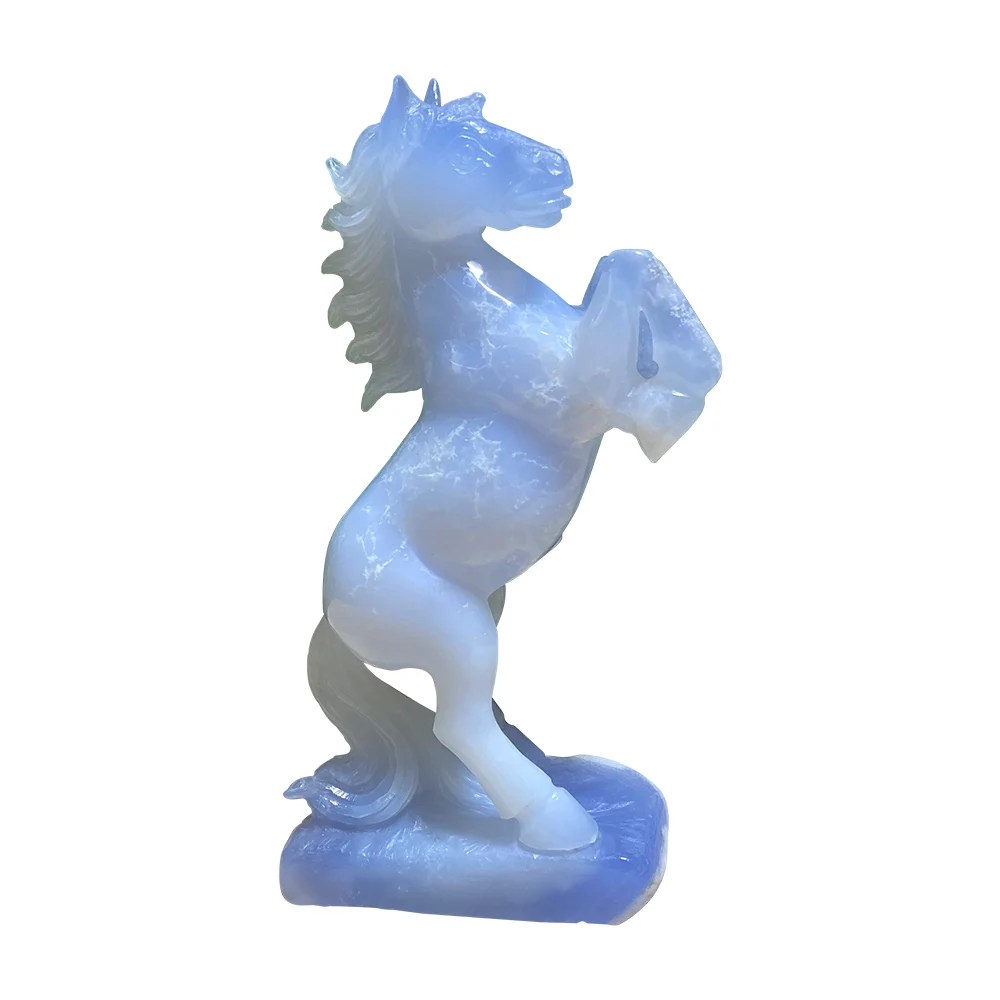 
8 inch Blue chalcedoni Handcarved Realistic Horse Figurines Pony Small Foal Figures 