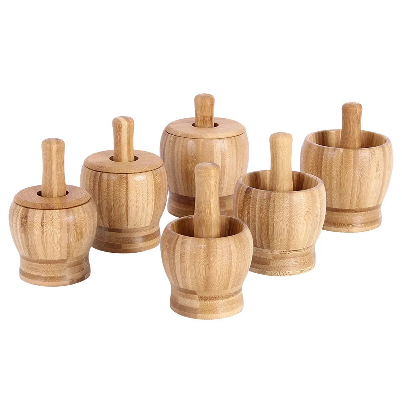 

Multifunction Manual Ginger Spices Pestle Press Grinder Large Small Kitchen Bamboo Mortar And Pestle Set