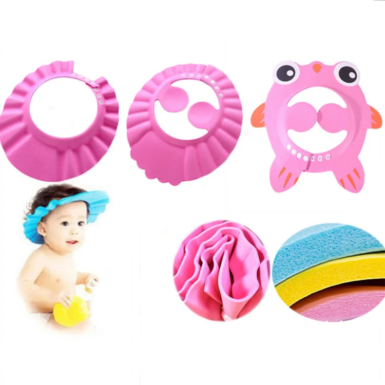 

Soft Adjustable Ear Protection Hair Wash Cap Baby Bathing Shampoo Shower Protection Hat, Multi color