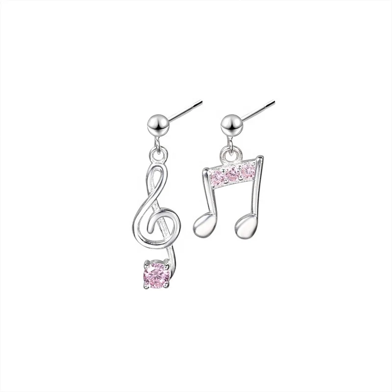 

Rhodium Plated Germany Sterling Silver Jewelry Wholesale CZ Stone Earring, Pink