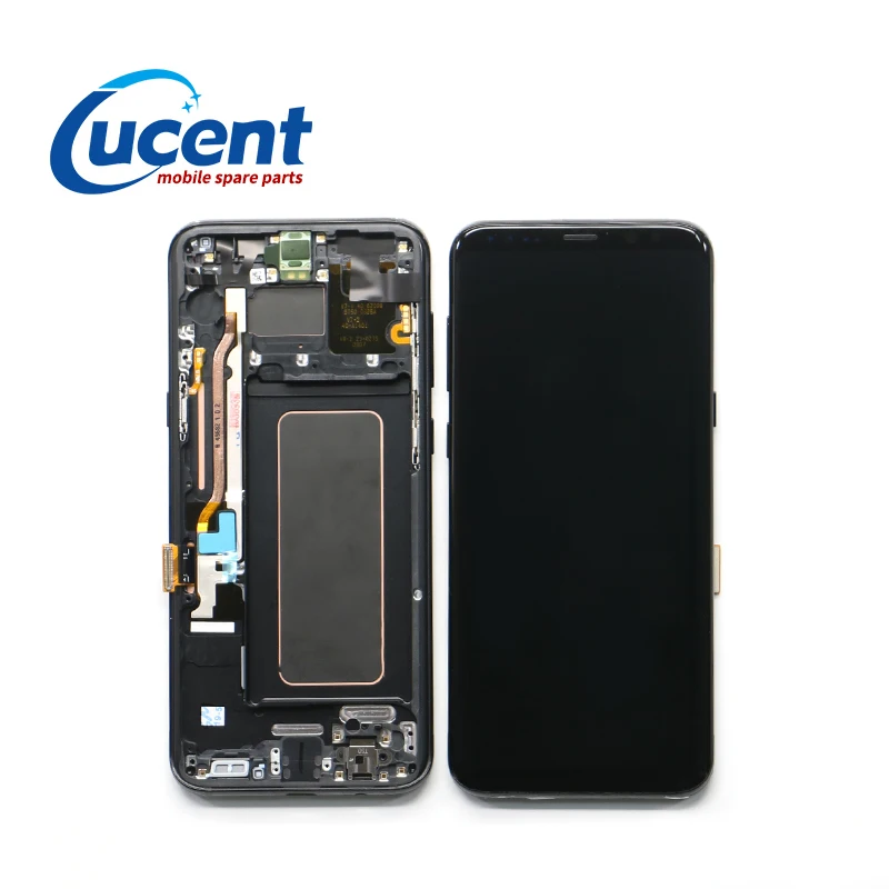 

Mobile LCD Touch Display Screen Digitizer Assembly with Frame For Samsung Galaxy S8 Plus 955, Black sliver