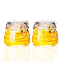 

500ml 750ml 1000ml 1500ml high capacity round candy cookie snacks jar glass food storage container glass jar with flip top lid