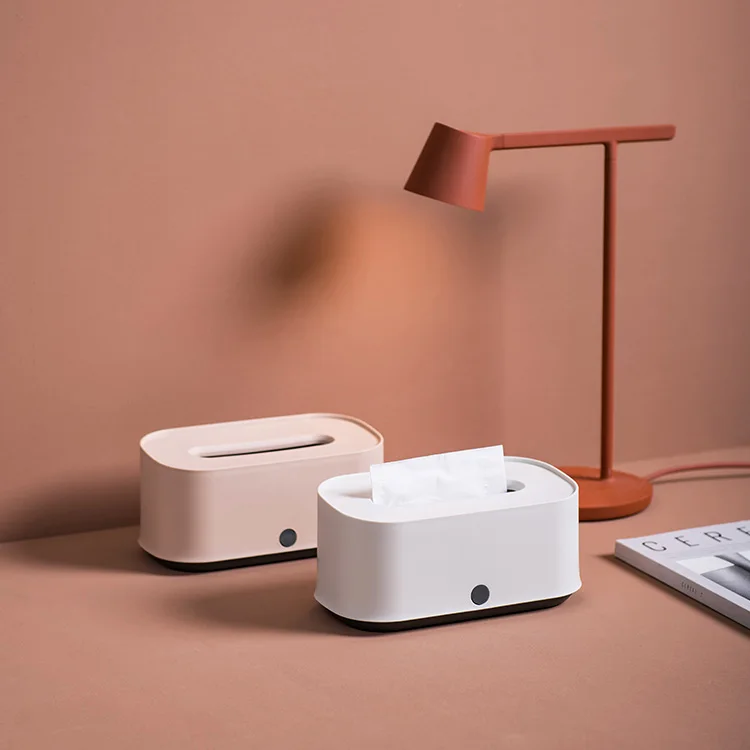 

Office Home Decoration Square Plastic Napkin Holder Tissue Box Cover, Blue/white/pink