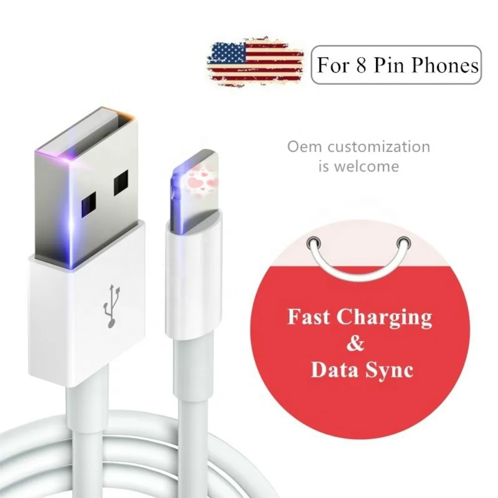 

Hot sales NanMing 3ft 6ft 10ft Usb 2A Fast Charger Data Cable For Iphone 12 11 Xr X 8 7 6 Charging Cable, White or customization