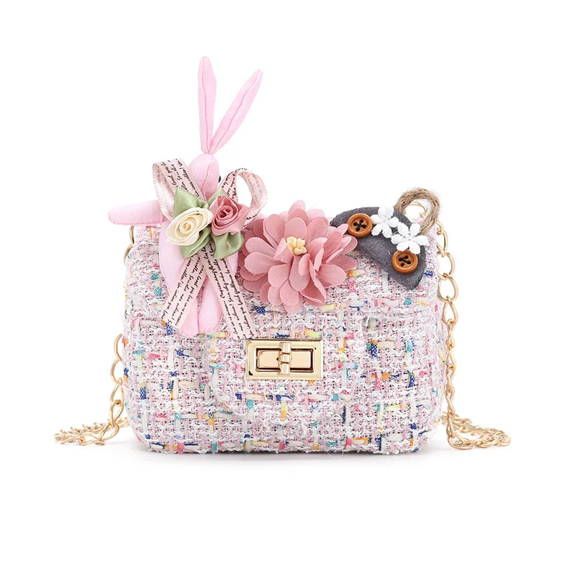 

Spring Kids Girls Princess Style Cotton Linen Cute Small Bags Children's Chain Shoulder Bag Coin Purse Mini Bag, Picture
