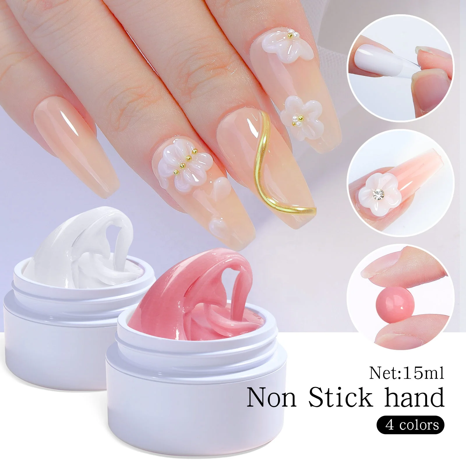 

15ml Soild Non-stick Hand Nail Extension Poly Nail Gel Nail Art Decoration Glue 3D Carving UV Gel