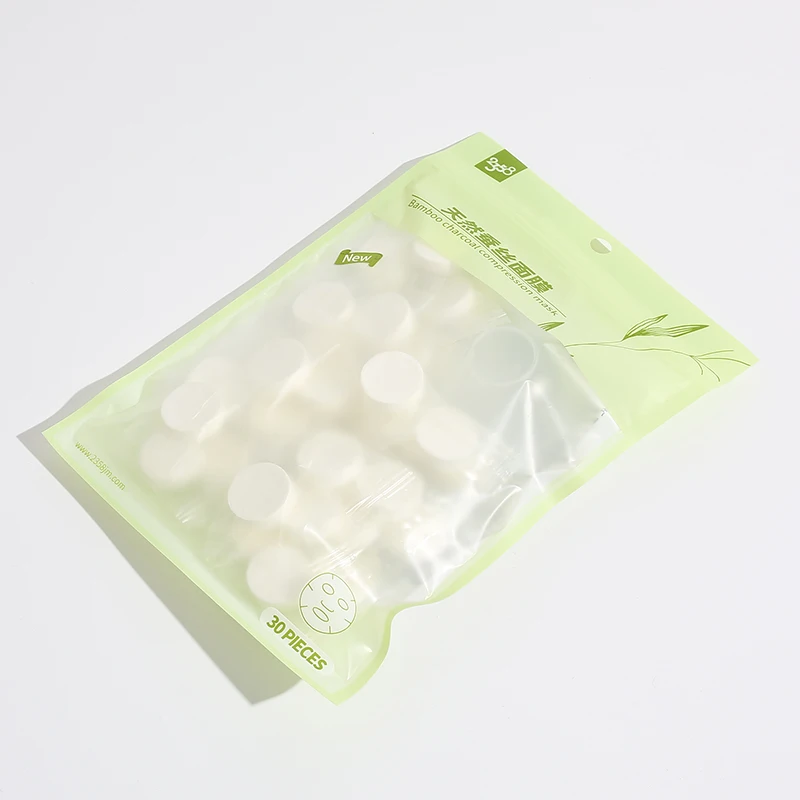 

Top quality natural silk skin care beauty disposable diy mask spunlace non-woven face compressed mask, White