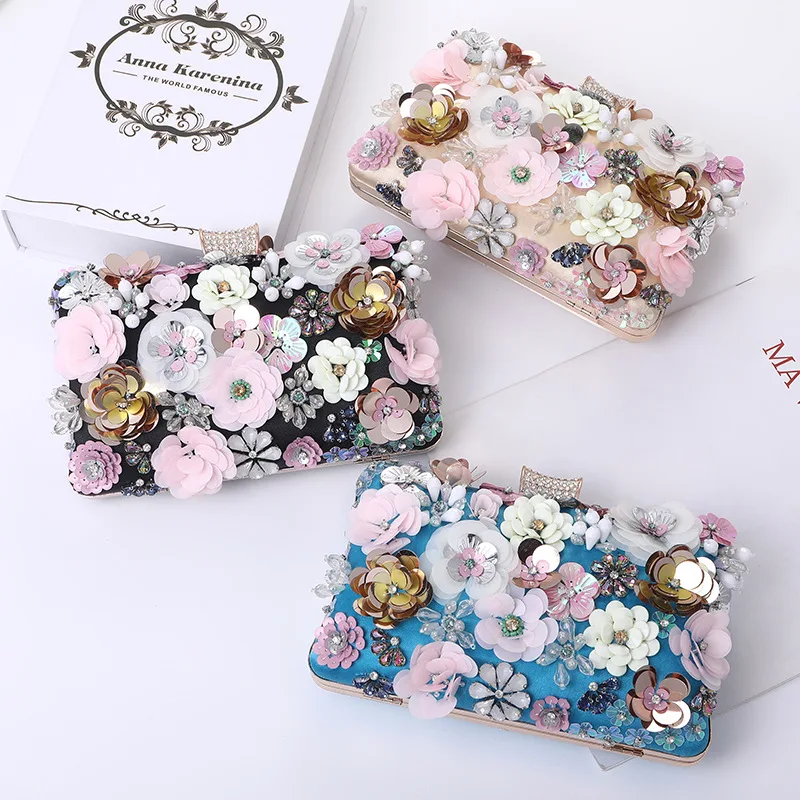 

2020 Wholesale Floral Clutch Ladies Evening Clutches Party Bag Bridal for Women
