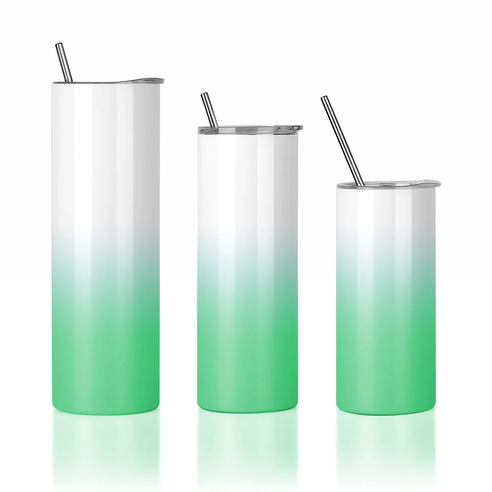 

20oz Sublimation White Blanks Skinny Tumblers Straight Double Wall Stainless Steel Vacuum Insulated Travel with Lid and Straw, Customized color