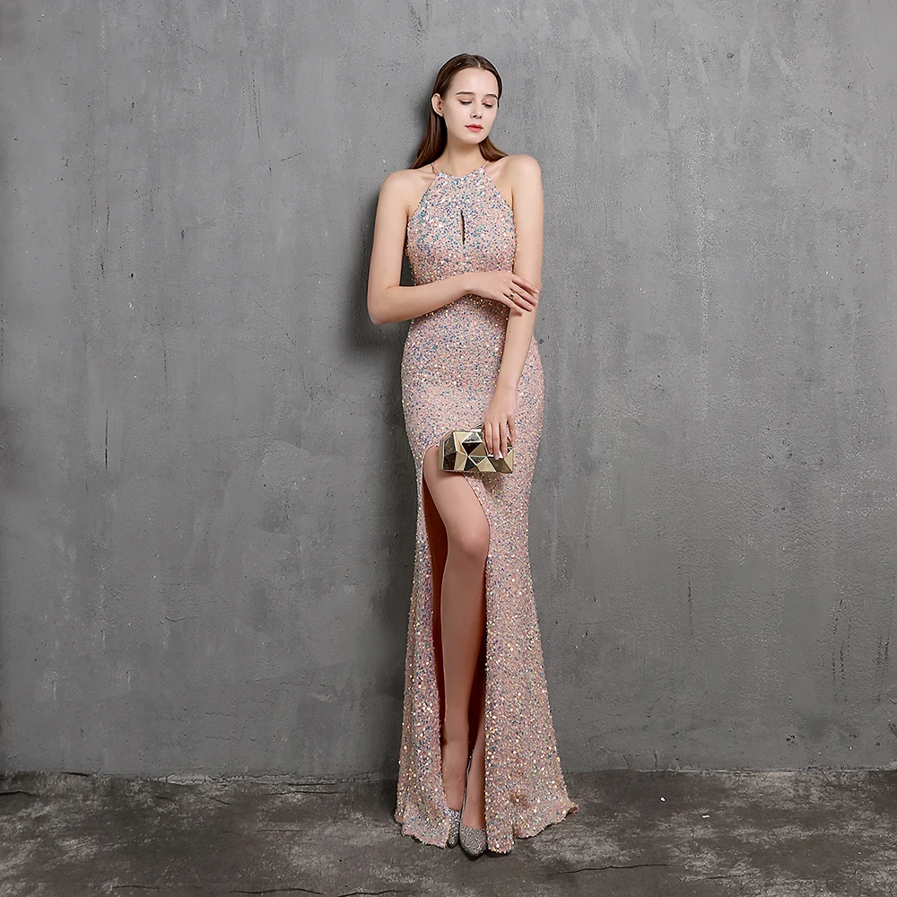 

18522# sequin evening dresses sexy long women party dress