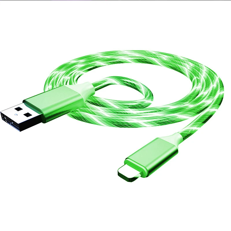 

Flowing Light LED Charging Cable Micro USB Type C Cable Cool Streamer Phone Charger Cable For iPhone, Green red blue rainbow