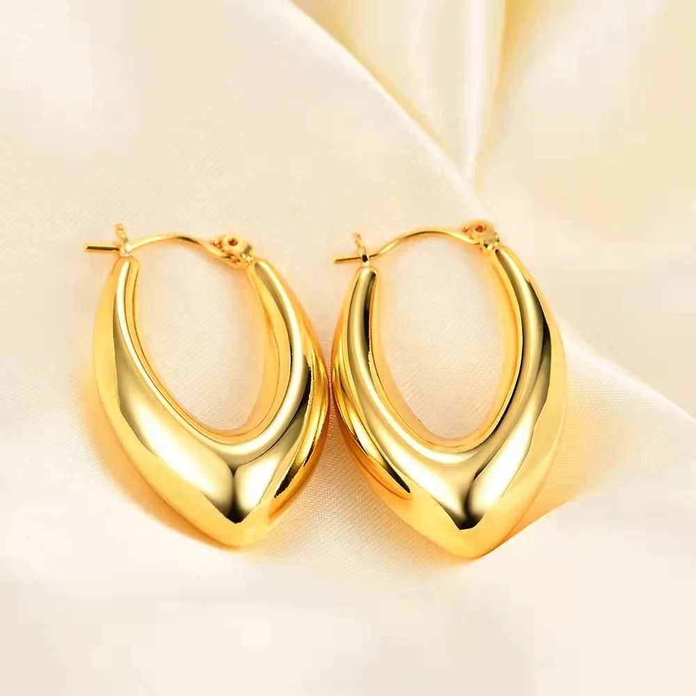 

INS stainless steel 18k gold filled hollow geometric punk hoop earrings 2022 women earrings jewelry