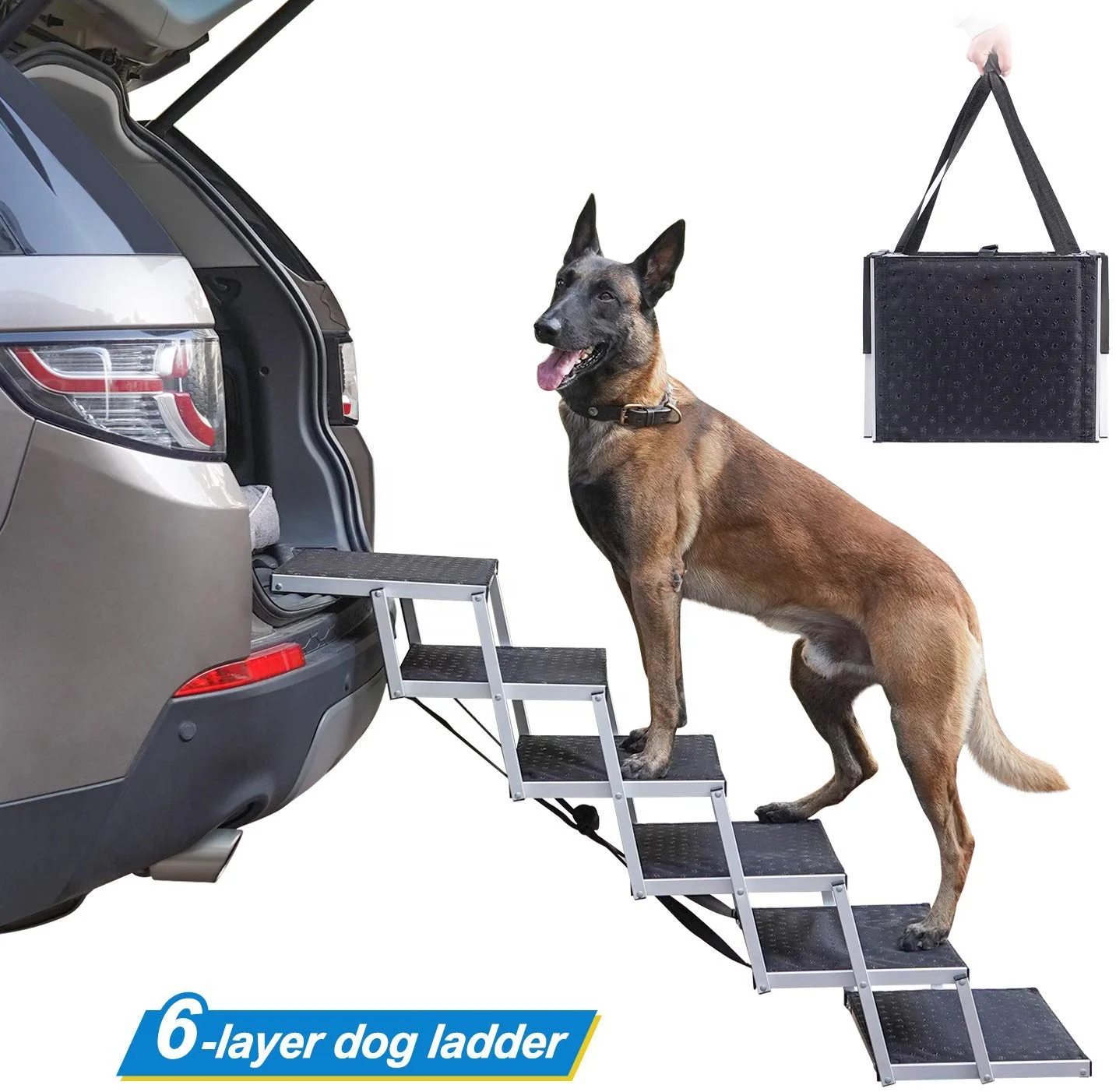 

Foldable portable aluminum dog stairs dog steps folding pet dog ramp for suv car pet loader
