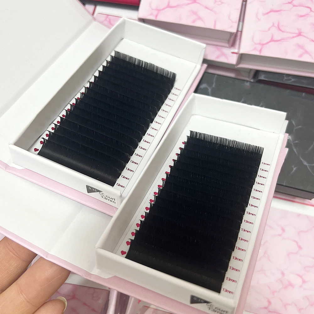 Wholesale Supplies Private Logo Matte Black Velvet Mink Eyelash Extension Trays Volume Lashes CC CD DD Dark Black Cashmere Lash