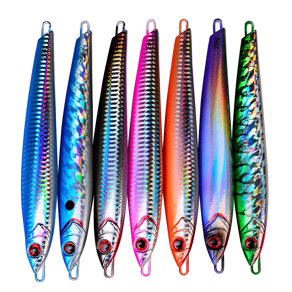 

250g fast sink saltwater fishing trolling lure vertical metal jig luminous glow jigging lures