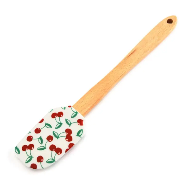 

Lixsun Standard 12" Inch Silicone Spatula For Cake Baking Kitchen Spatula with Wood handle, Multiful color ,red ,blue ,black,green