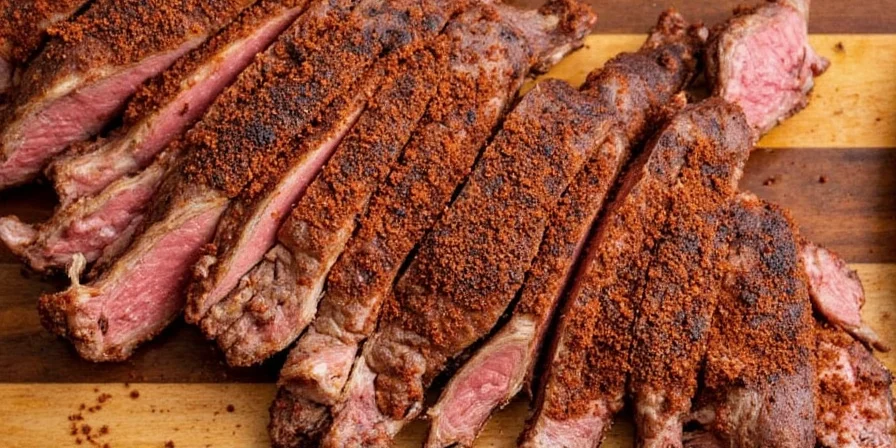 Final result of perfectly rubbed smoked meat with crispy bark