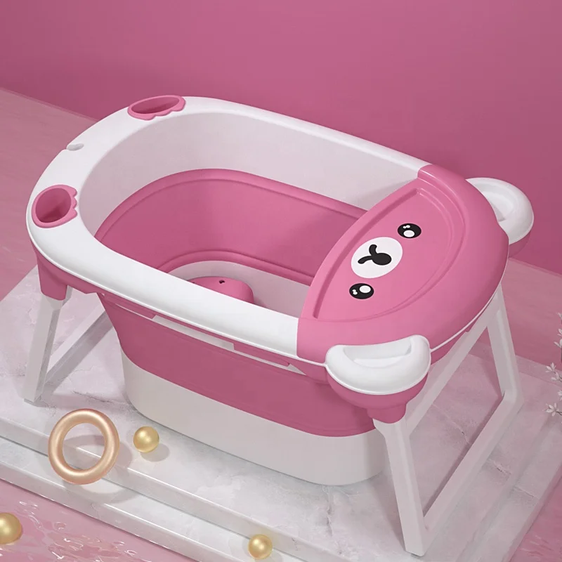 

High Quality Folding Baby Bathtub Portable Plastic Baby Bath Tub For Kids Bathtubs, Pink/blue/purple