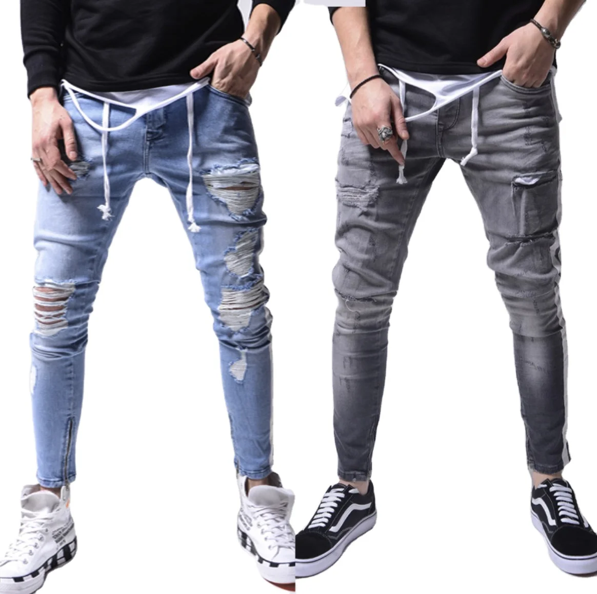 

2021 fashion hole men jeans taille 28 skinny jeans wholesale slim jeans, More colors for choice
