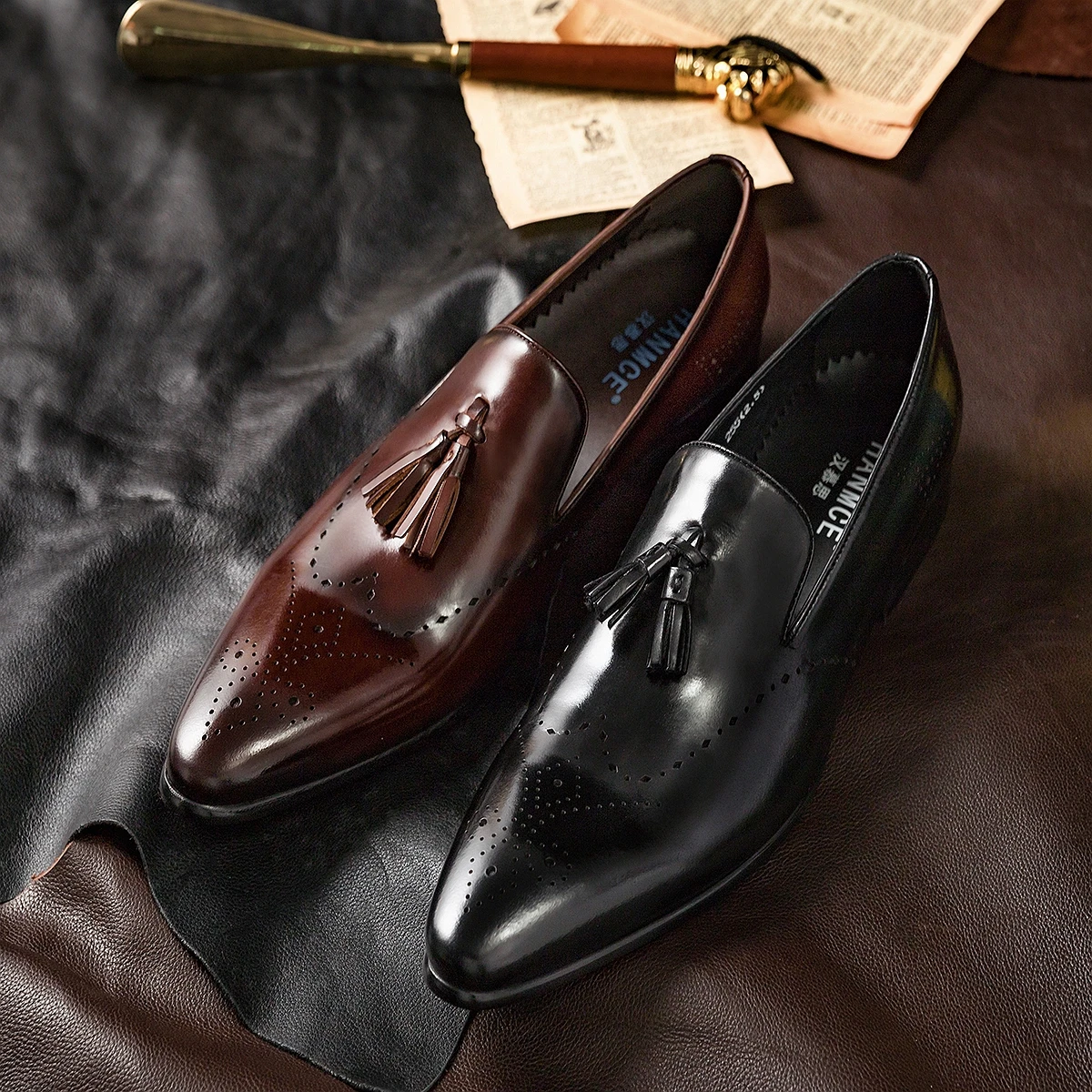 

New arrival luxury men style big size shoes men loafers, Black,coffee