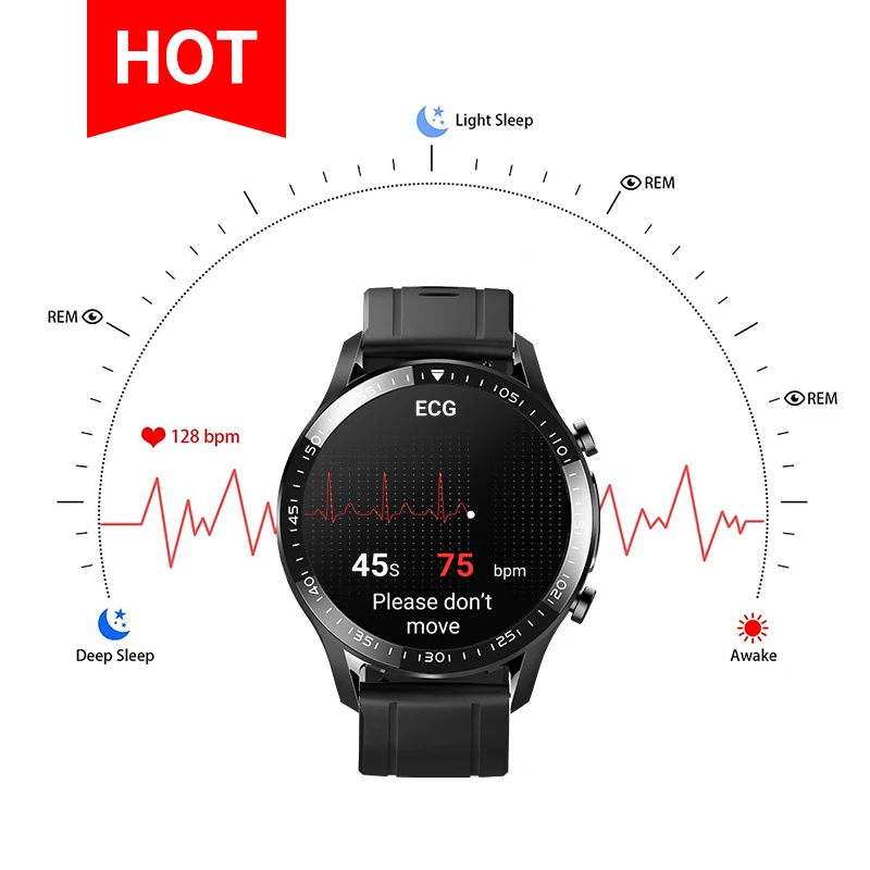 

2021 Best selling J-Style 2051E-R AMOLED ECG smart bracelet watch spo2 blood pressure monitor