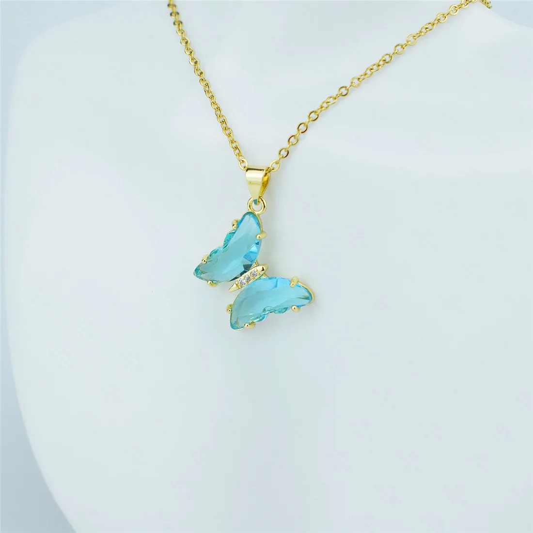 

Butterfly K9 crystal plating 18K all-match necklace 9 colors optional crystal diamond necklace, Picture shows
