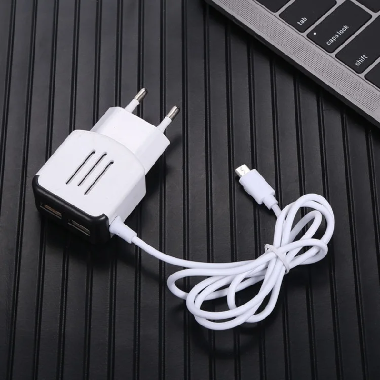 

amazon hot selling 2021 new technology led 2 usb wall charger 5V 1A android charger with type c data cable