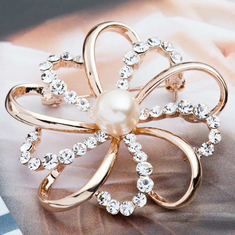 

Street style luxury brooch Fashion women's brooch with rhinestones Summer silk scarf buckle pin wholesale