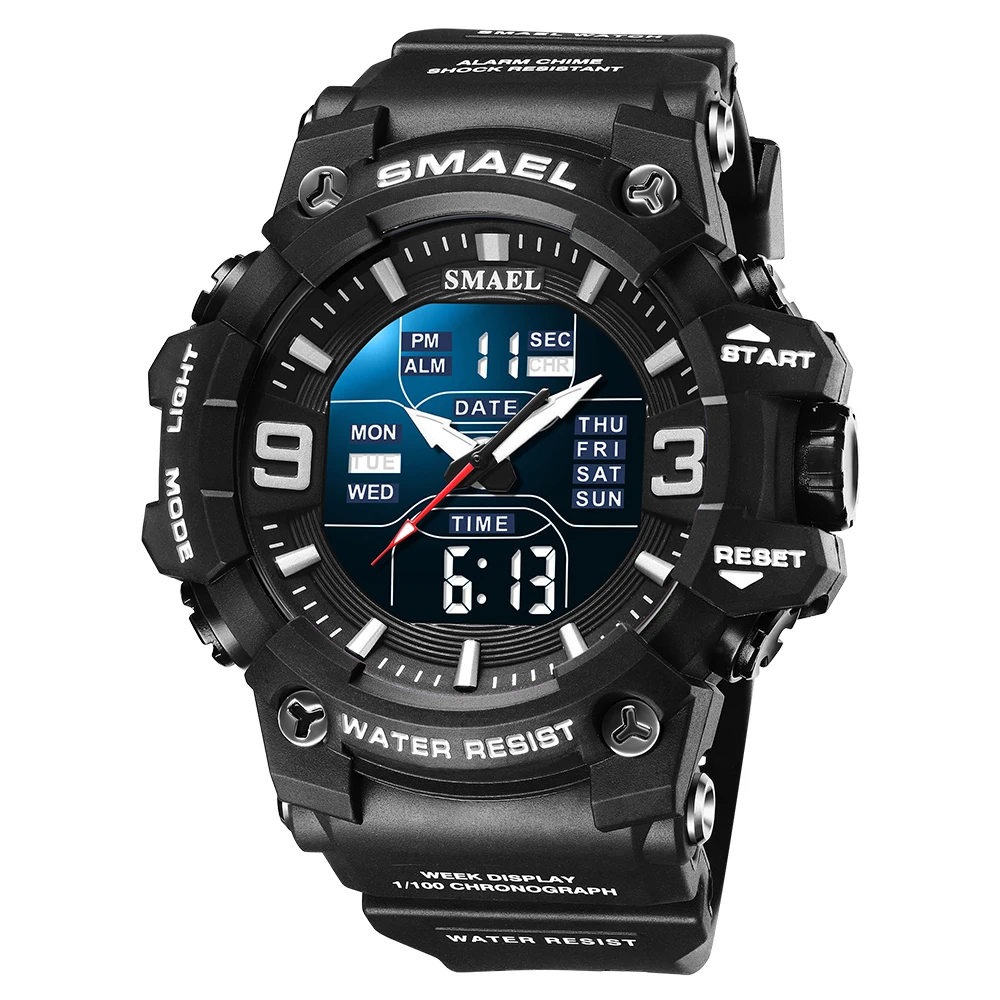 

JY-Mall Smael 8049 Digital watch 50M waterproof LED Luminous Alarm Date Week Multi function Fashion wristwatch Men Sport watch