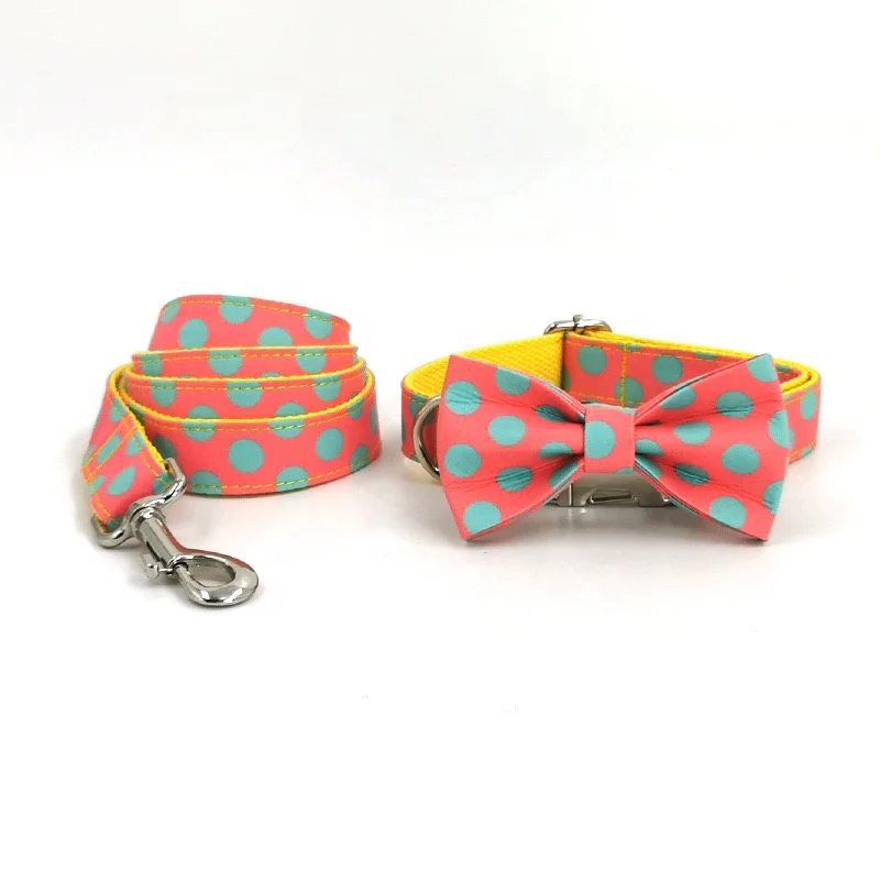 

Luxury Dog Collar Bowtie with Matching Leash Set Pet Accessories Dog Products Pet Supplies Collar Designer Dog Collar Leash, Customized color