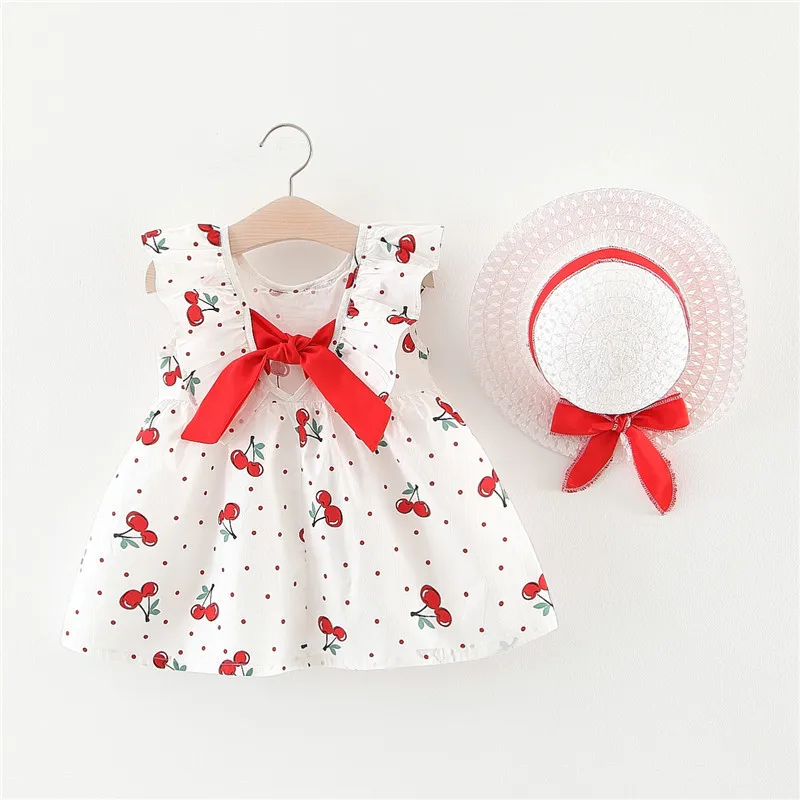 

745 Summer new product in 2020 Baby girl's Cherry design princess dress