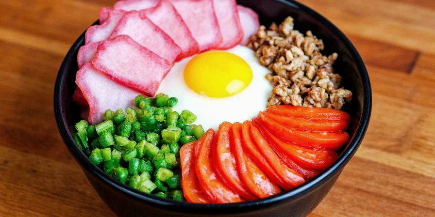 International variations of bibimbap bowls displayed side by side