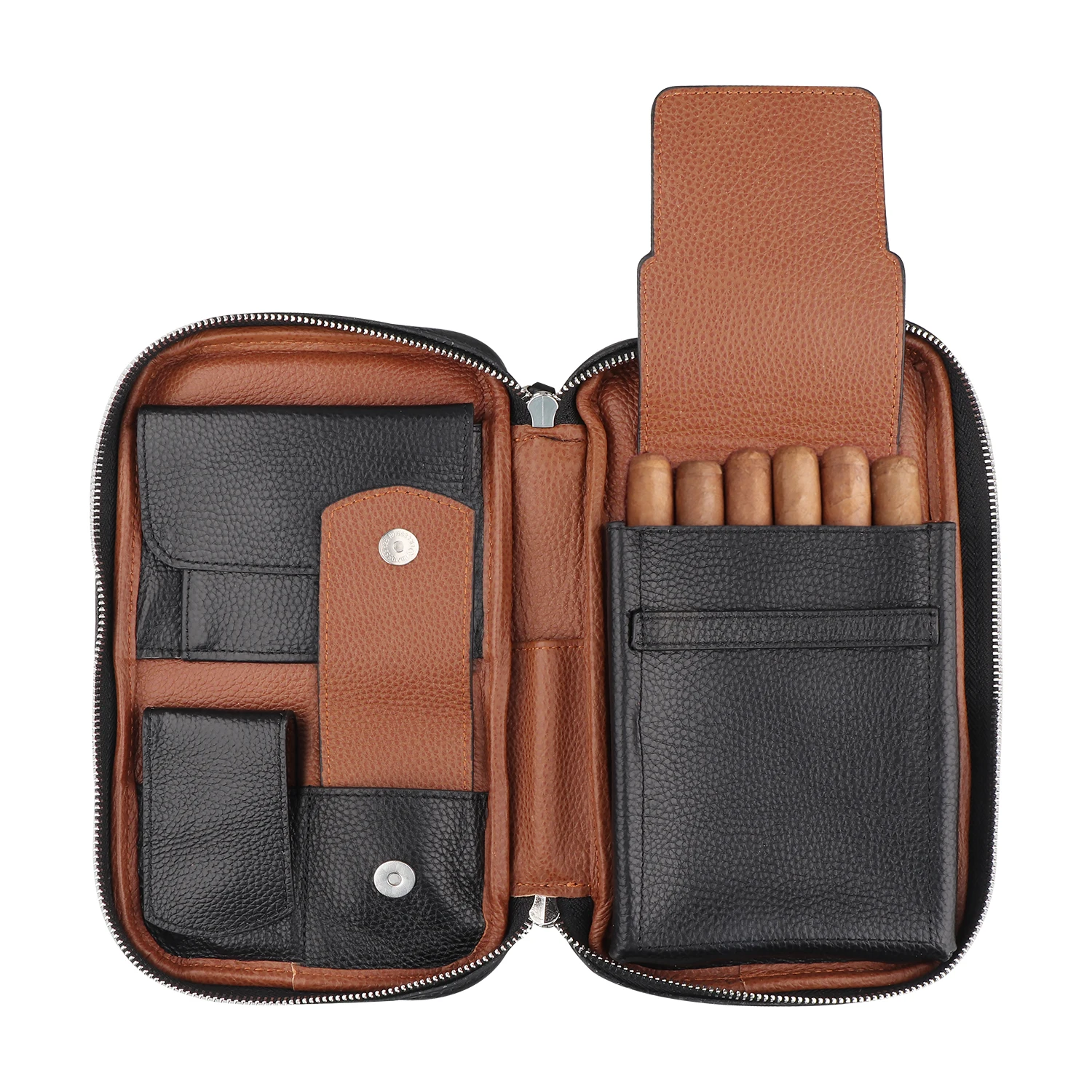 

Travel Cigar Case Genuine Leather Cigar Pouch Box for 5-6 Cigars