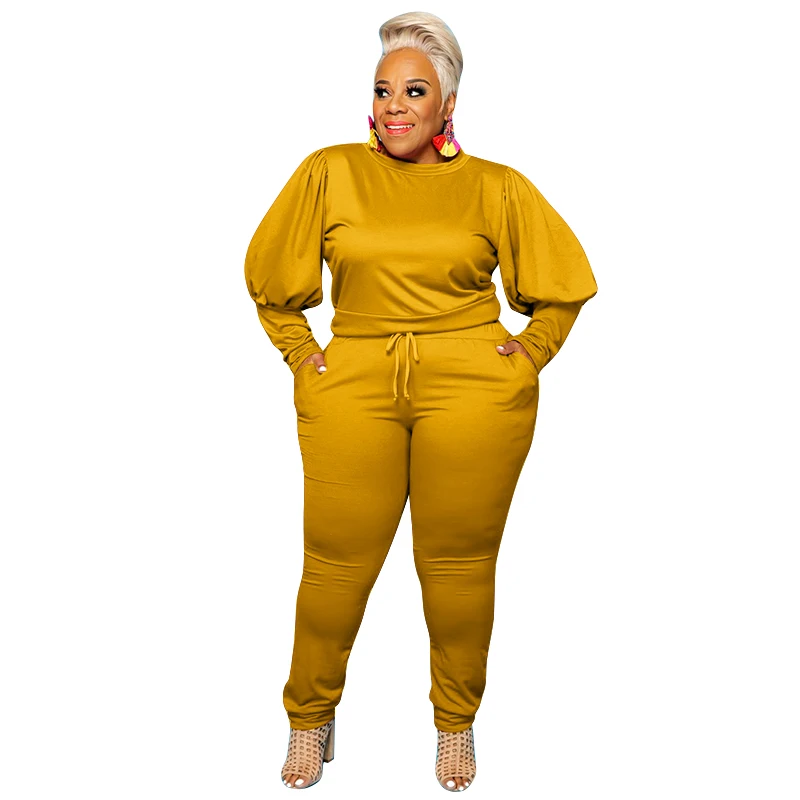 

2021 Spring Plus Size Women Clothing Women Long Sleeve Tops Jogger Sports Casual 2 Piece Set, 6colors