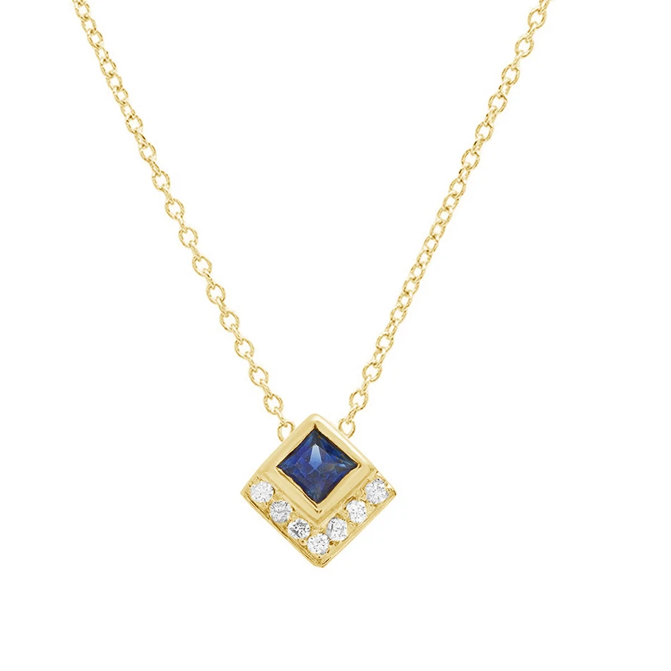 

fine jewelry 925 Sterling Silver 18K gold Plated Square Zircon Chevron Pendant necklace women