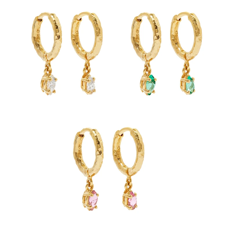 

2021 drop shipping NEW 925 Sterling Silver High Grade Wrinkled Zircon Earrings For Women gold plated hoop earring for women, Gold plated color