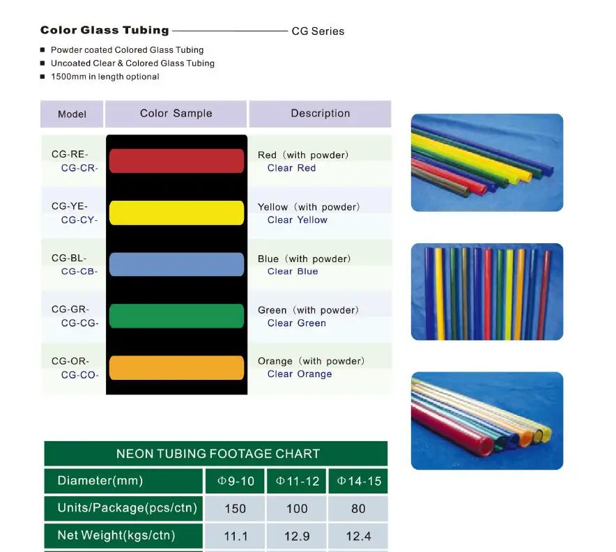 8mm 10mm 12mm 15mm 18mm Neonpro Brand Coloured Glass Tubing Single