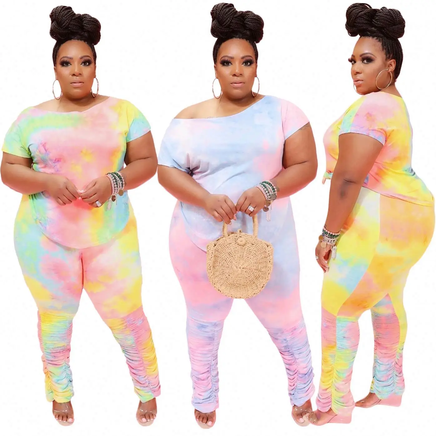 

Wholesale Casual Women Plus Size Clothes Top&Pants Two Piece Set Plus Size Fall Clothing