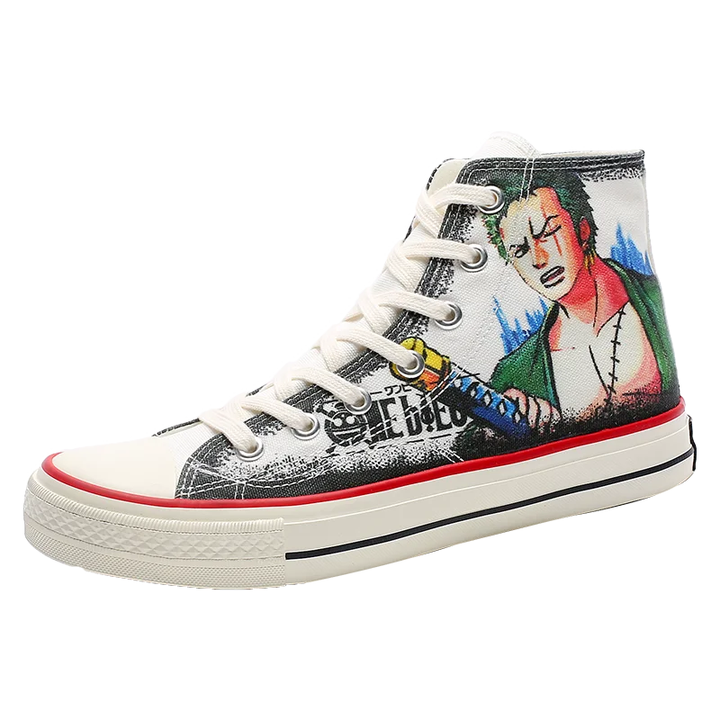 

Ziitop Fashion Designer One Piece Anime High-top Canvas Shoes Sports Sneakers Men Cosplay Skateboard Shoes For Men, Red