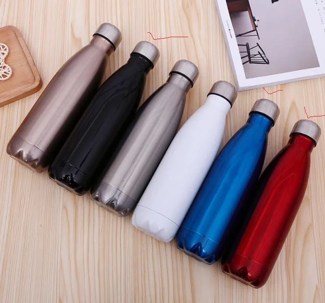 

500 ml custom logo eco friendly cola shape stainless steel sports water bottle