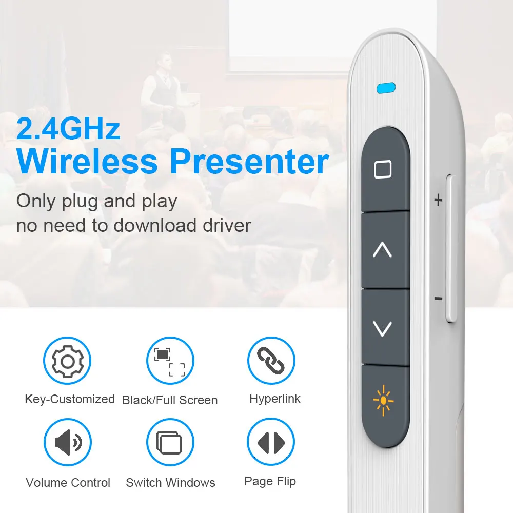 
100m Remote Control Slide Changer Laser Pointer Wireless Presenter 