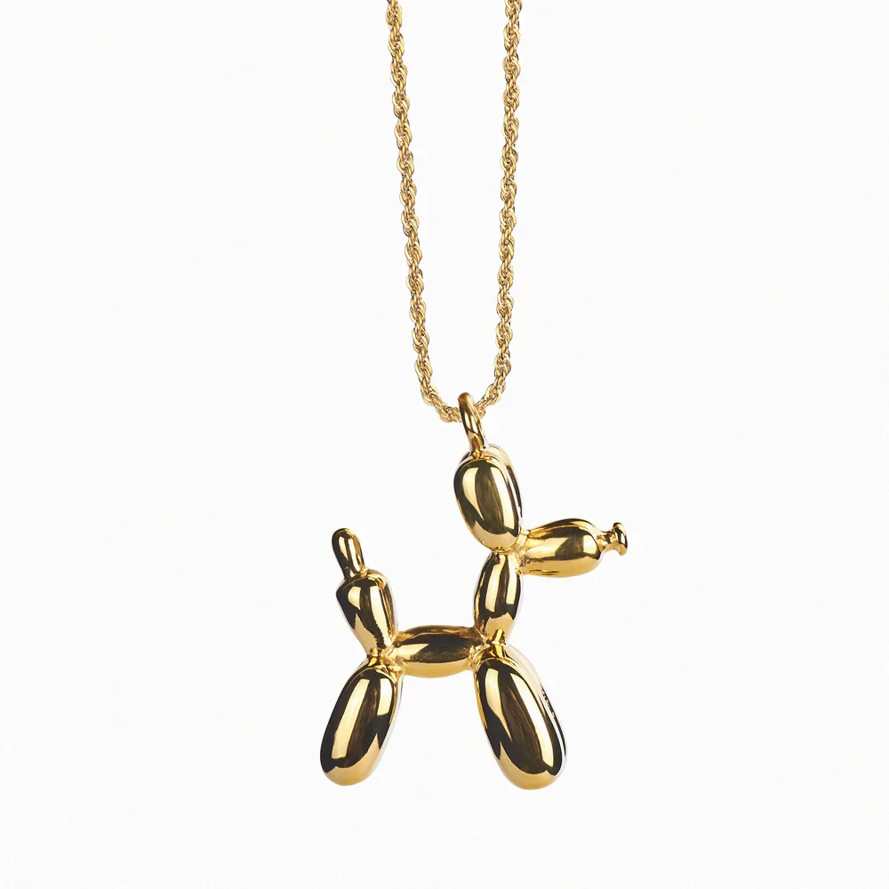 

Wholesale Gold Plated Jewelry Fashion Accessories Hot Selling Stainless Steel Hip Hop Balloon Dog Sweater Chain Necklace