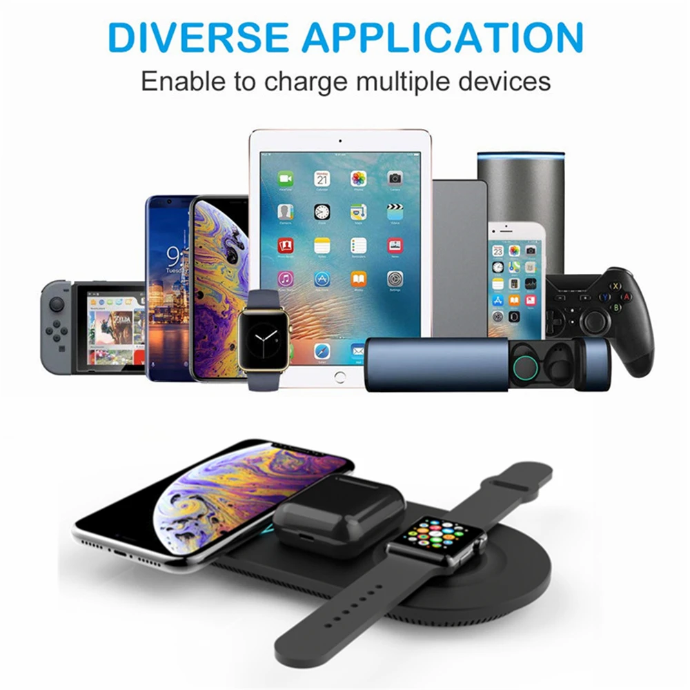 2019 trends Phone Accessories QI Wireless Charger with 3 coil Qi Wireless Charging Stand Ports