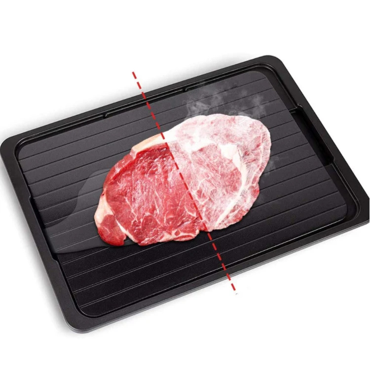 

Defrosting Tray - Premium Quality Defrost Tray Extra Thick Ultimate Rapid Thaw For Frozen Foods Meat Chicken Fish Dishwasher, Black