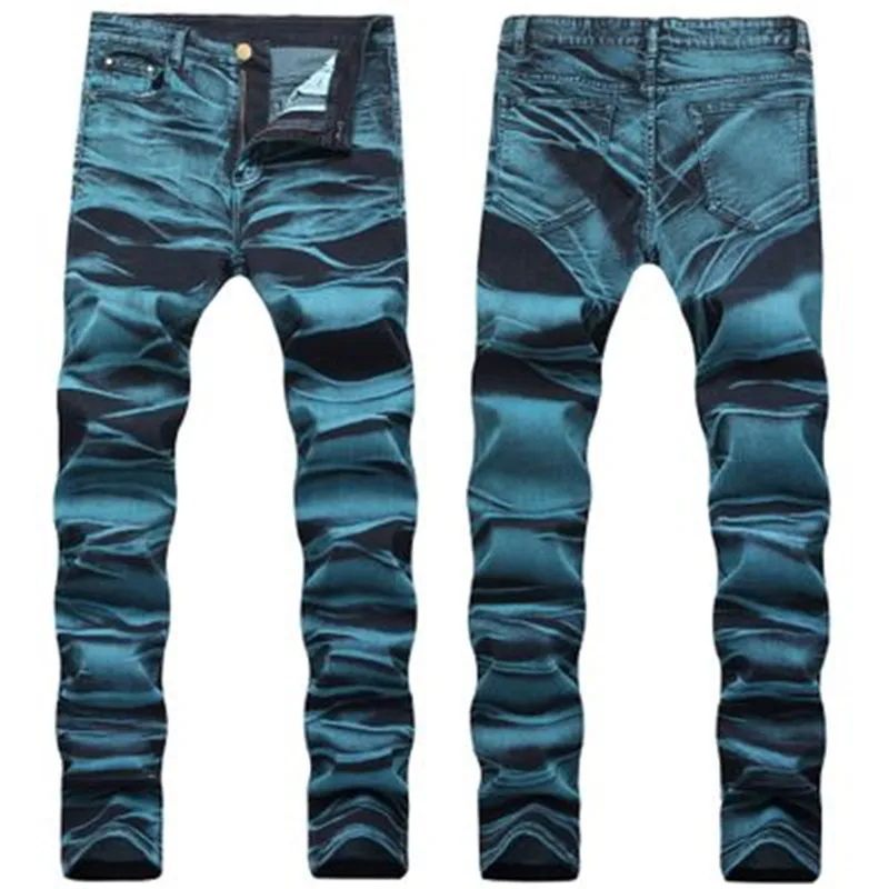 

Men jeans Fashion Casual Men's Classic Design Pencil Pants Autumn Straight Pants Blue color Men's flexible Jeans, Customized color