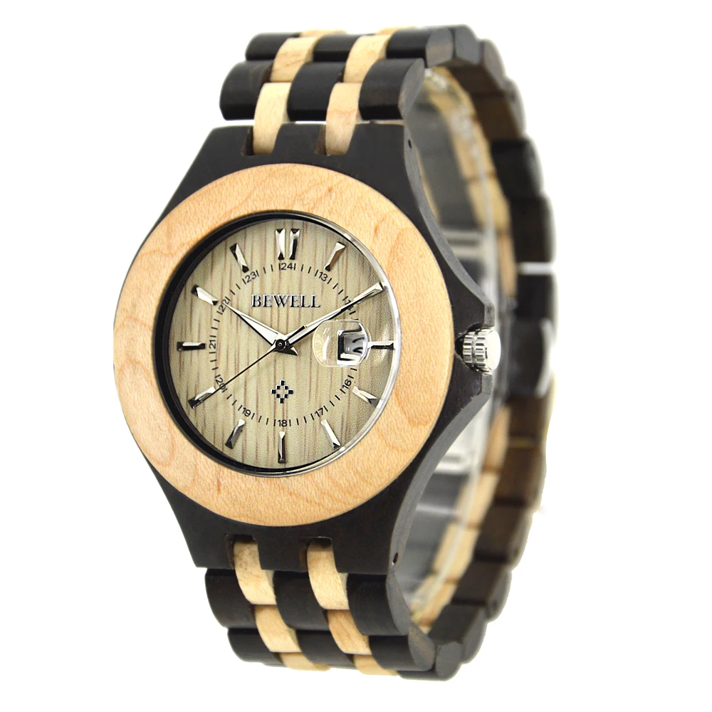 

Bewell Japan quartz movement vogue wrist watch men wood watch hand made wooden watch for male