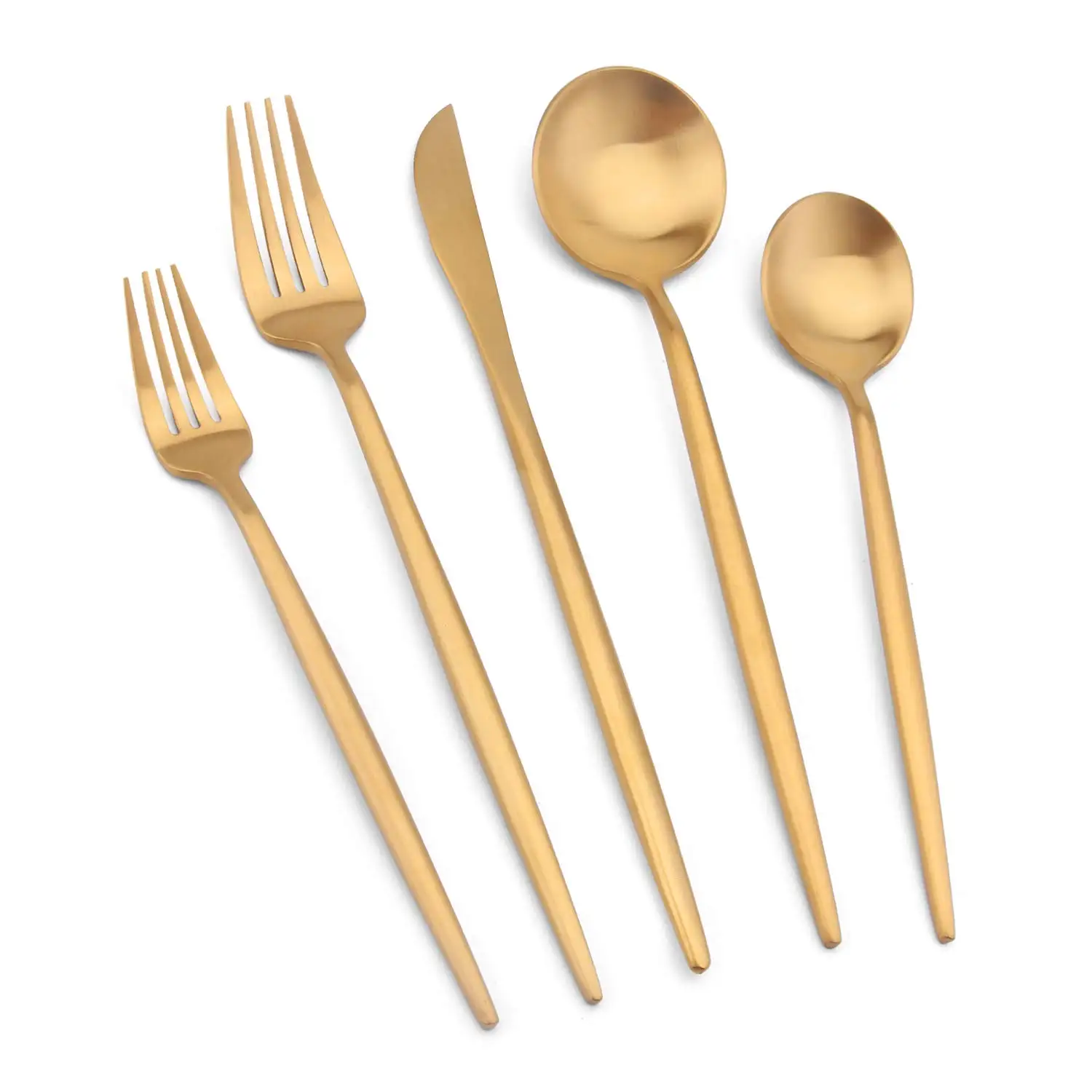 

High Polishing Luxury Gold Silverware 5pcs Flatware Set Cutlery Set 18/10 Stainless Steel, Gold/silver/rose gold/gold with colorful handle