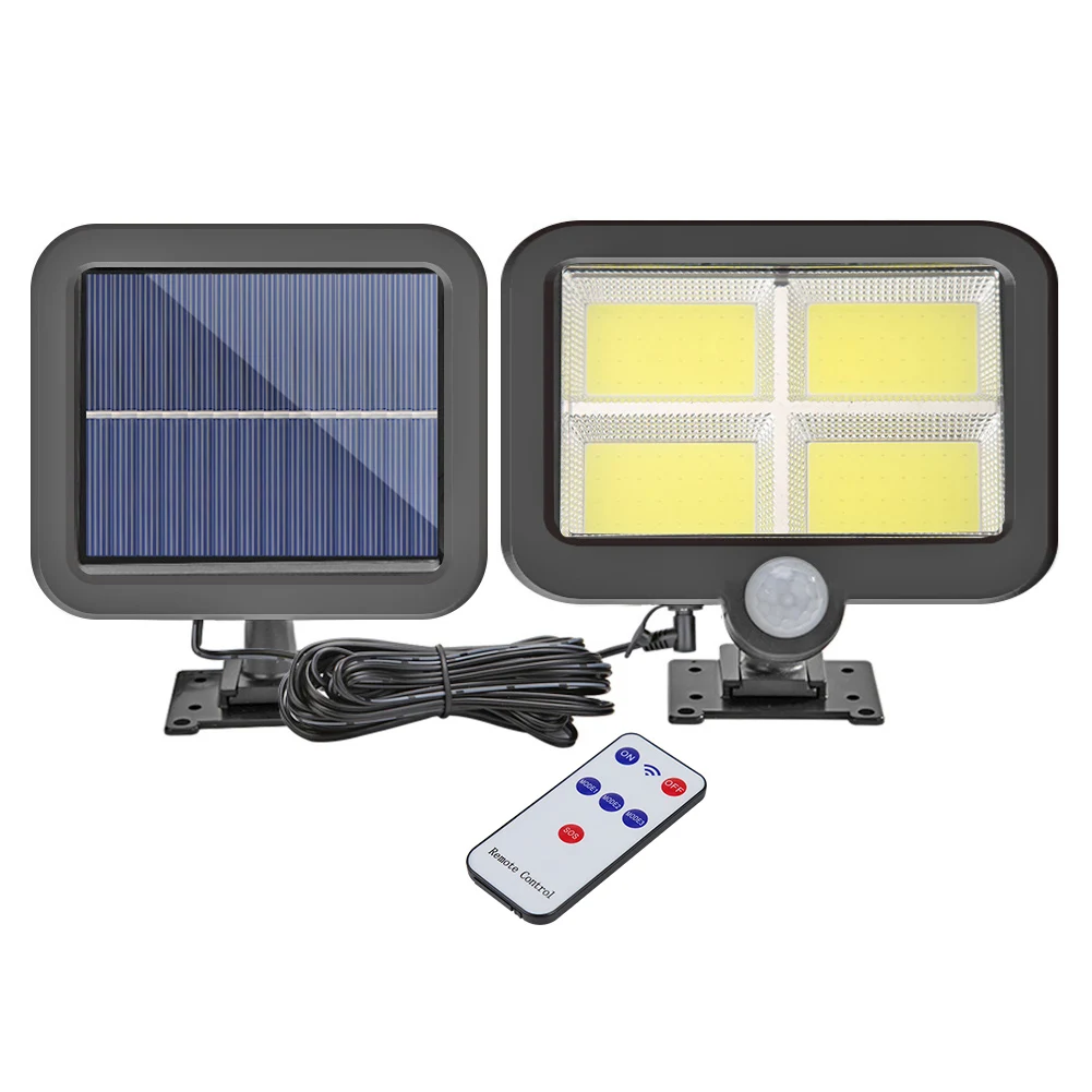 128 LED IP65 LED Solar Wall Light Remote Control Motion Sensor Outdoor Garden Lamp Pathway Yard Street Lamp