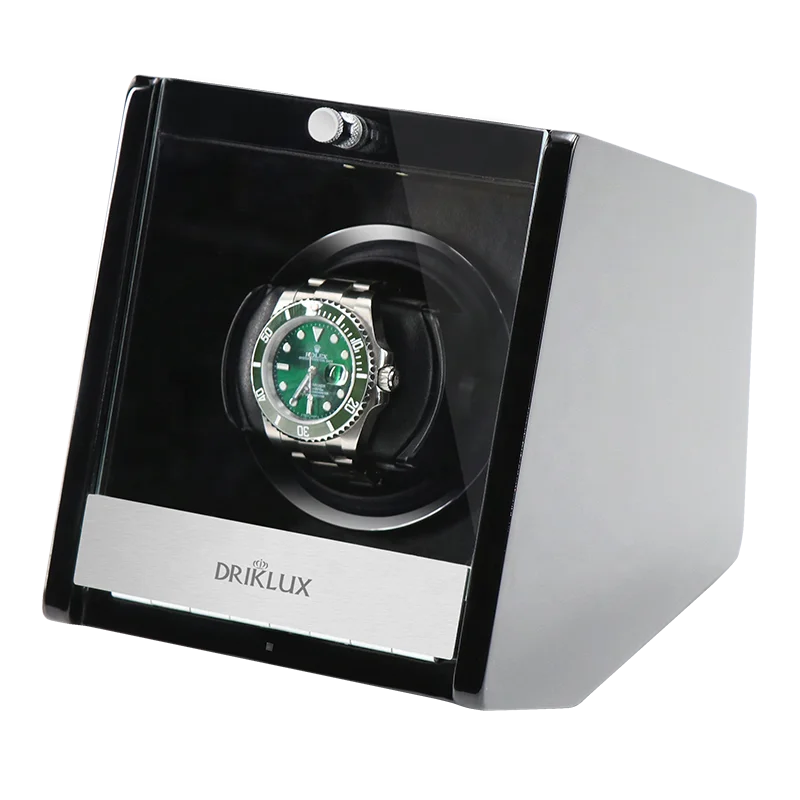 

Driklux Custom Logo Wood Black High Gloss MDF Single Luxury Automatic Watch Winder Box Watch Case
